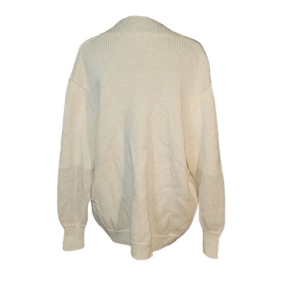 Zara Knit Womens Oversized Off-White Long Sleeve V-Neck Sweater L - Picture 4 of 6